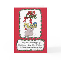 Elman the Elephant bearing Holiday Gifts cards