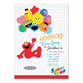 Elmo and Pals Birthday Balloons 4.5x6.25 Paper Invitation Card