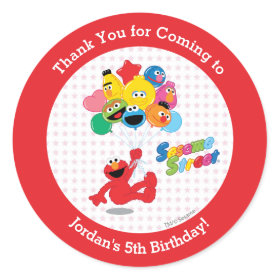 Elmo and Pals Birthday Balloons Classic Round Sticker