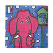 eloise the elephant loves her bird Square Magnet