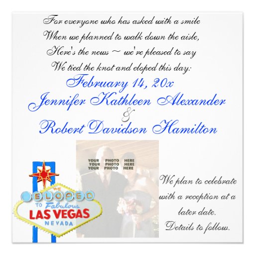 Eloped to Las Vegas Newlywed Photo Announcement