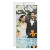 Elopement Announcement Photo Card Blue Orange