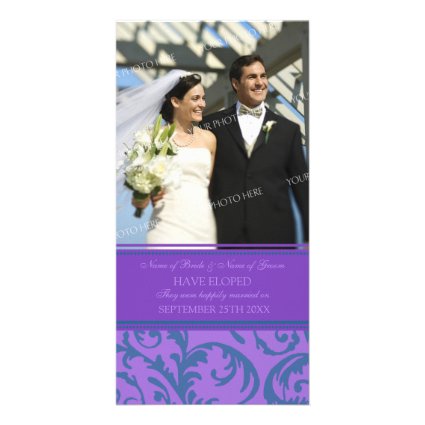 Elopement Announcement Photo Card Teal and Purple