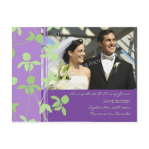 Elopement Announcement Photo Postcard Purple Green