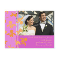 Elopement Announcement Photo Postcards Pink Orange