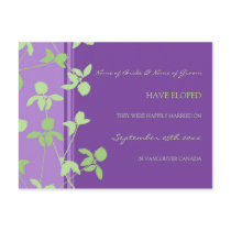 Elopement Announcement Postcards Purple Green