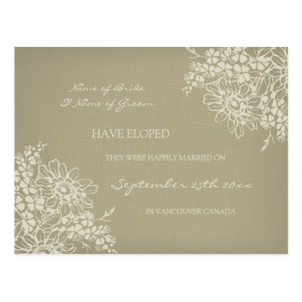 Elopement Announcement Postcards Vintage Floral