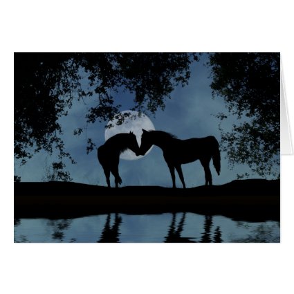 Elopement Announcement With Horses and Moon Greeting Cards