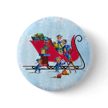 ELVES FILLING SANTA'S SLEIGH by SHARON SHARPE buttons by sharonsharpe ELVES FILLING SANTA'S SLEIGH by SHARON SHARPE buttons