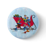 ELVES FILLING SANTA'S SLEIGH by SHARON SHARPE Pinback Buttons