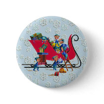 ELVES FILLING SANTA'S SLEIGH by SHARON SHARPE buttons by sharonsharpe ELVES FILLING SANTA'S SLEIGH by SHARON SHARPE buttons