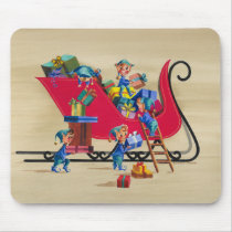 ELVES FILLING SANTA'S SLEIGH by SHARON SHARPE mousepads