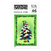 ELVES, HOLLY & CHRISTMAS TREE by SHARON SHARPE postage by sharonsharpe ELVES, HOLLY & CHRISTMAS TREE by SHARON SHARPE postage