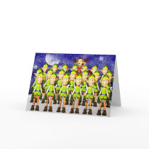 Elves, naughty, school pic, snow Christmas card