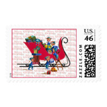ELVES & SANTA'S SLEIGH by SHARON SHARPE postage by sharonsharpe ELVES & SANTA'S SLEIGH by SHARON SHARPE postage