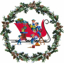 ELVES & SLEIGH by SHARON SHARPE photo sculptures