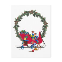 ELVES, SLEIGH & WREATH by SHARON SHARPE postcards by sharonsharpe ELVES, SLEIGH & WREATH by SHARON SHARPE postcards