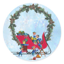 ELVES, SLEIGH & WREATH by SHARON SHARPE stickers