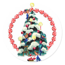 ELVES, TREE & CANDY WREATH by SHARON SHARPE stickers
