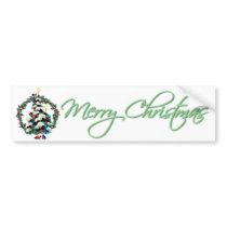 ELVES, TREE & FIR WREATH by SHARON SHARPE bumper stickers
