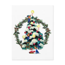 ELVES, TREE & FIR WREATH by SHARON SHARPE postcards by sharonsharpe ELVES, TREE & FIR WREATH by SHARON SHARPE postcards