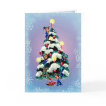 ELVES TRIMMING the TREE by SHARON SHARPE cards by sharonsharpe ELVES TRIMMING the TREE by SHARON SHARPE cards
