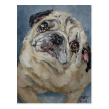 Elvis Puggy Portrait by Nancy Medina Postcard