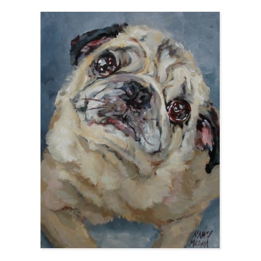Elvis Puggy Portrait by Nancy Medina Postcard