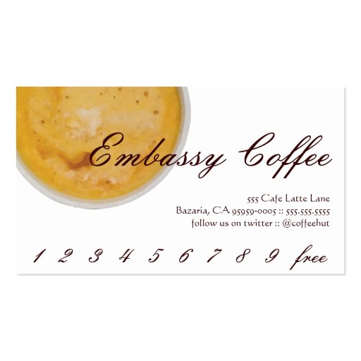 Embassy Coffee Drink Loyalty / Punch Card Business Card Templates (front side)