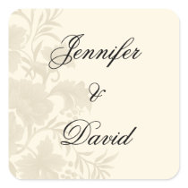 Embassy Floral Bride and Groom Name Square Sticker