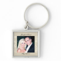 Embassy Floral Ecru Creme Photo Keychain
