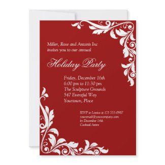 Embellished Crimson Corporate Holiday Party Invitations