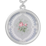 Embellished rose wallpaper, 1940-1950 necklaces