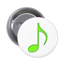 Emboss Green Music 8th Musical Note buttons