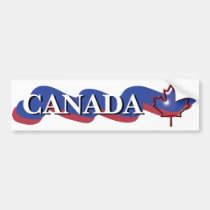 Embossed Canadian Maple Leaf w/red and blue flare bumper stickers