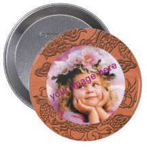 Embossed Dragon on apricot orange leather texture Button