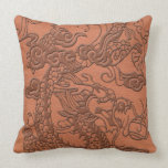 Embossed Dragon on apricot orange leather texture pillows