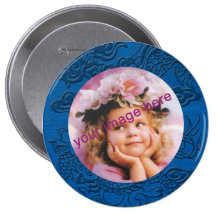 Embossed Dragon on Blue Lapis Leather Texture Pinback Buttons
