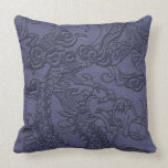 Embossed Dragon on BlueSlate Leather Texture pillows