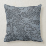 Embossed Dragon on Grey Leather Texture pillows
