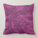 Embossed Dragon on Magenta Pink Leather Texture pillows