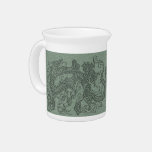 Embossed Dragon on Mint jade Leather Texture pitchers