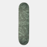 Embossed Dragon on Mint jade Leather Texture skateboards