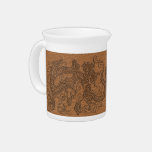 Embossed Dragon on Natural Tan Leather Texture pitchers