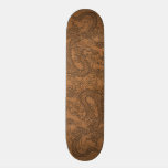 Embossed Dragon on Natural Tan Leather Texture skateboards