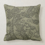 Embossed Dragon on OliveSage Leather Texture pillows