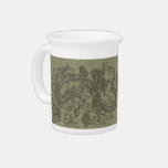 Embossed Dragon on OliveSage Leather Texture pitchers