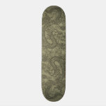 Embossed Dragon on OliveSage Leather Texture skateboards