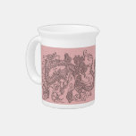 Embossed Dragon on PowderPink  Leather Texture pitchers