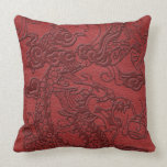 Embossed Dragon on Red Leather Texture pillows